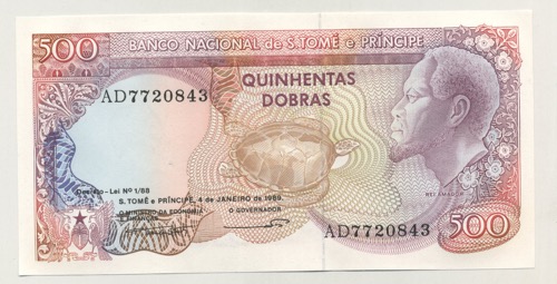 St Thomas Prince 500 Dobras 4-1-1989 Pick 61 UNC St Thomas Prince 500 Dobras 4-1-1989 Pick 61 UNC