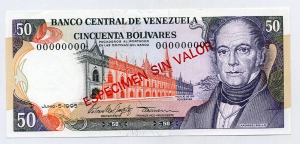 Venezuela 50 Bolivares 5-6-1995 Pick 65s UNC