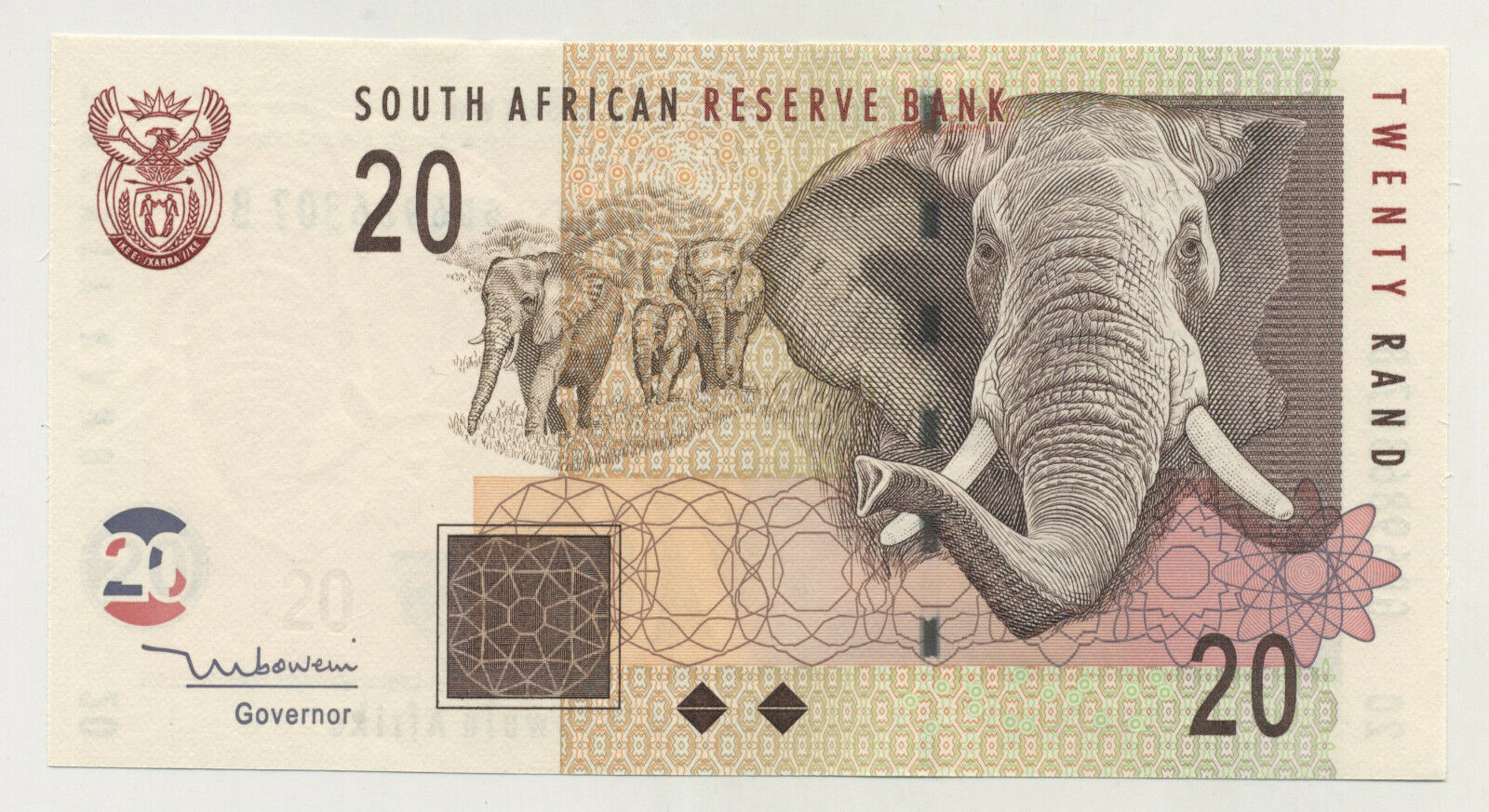 South Africa 20 Rand ND 2005 Pick 129a UNC South Africa 20 Rand ND 2005 Pick 129a UNC