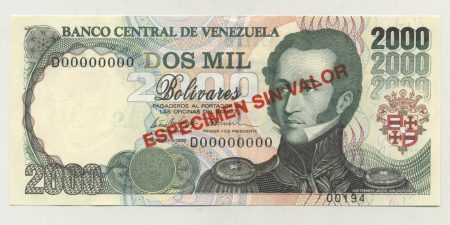 Venezuela 2000 Bolivares 6-8-1998 Pick 77s UNC
