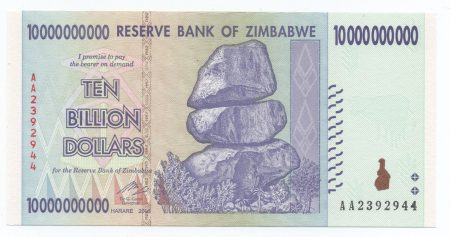 Zimbabwe 10 BILLION Dollars 2008 Pick 85 UNC