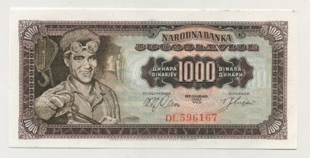 Yugoslavia 1000 Dinara 1-5-1963 Pick 75 UNC