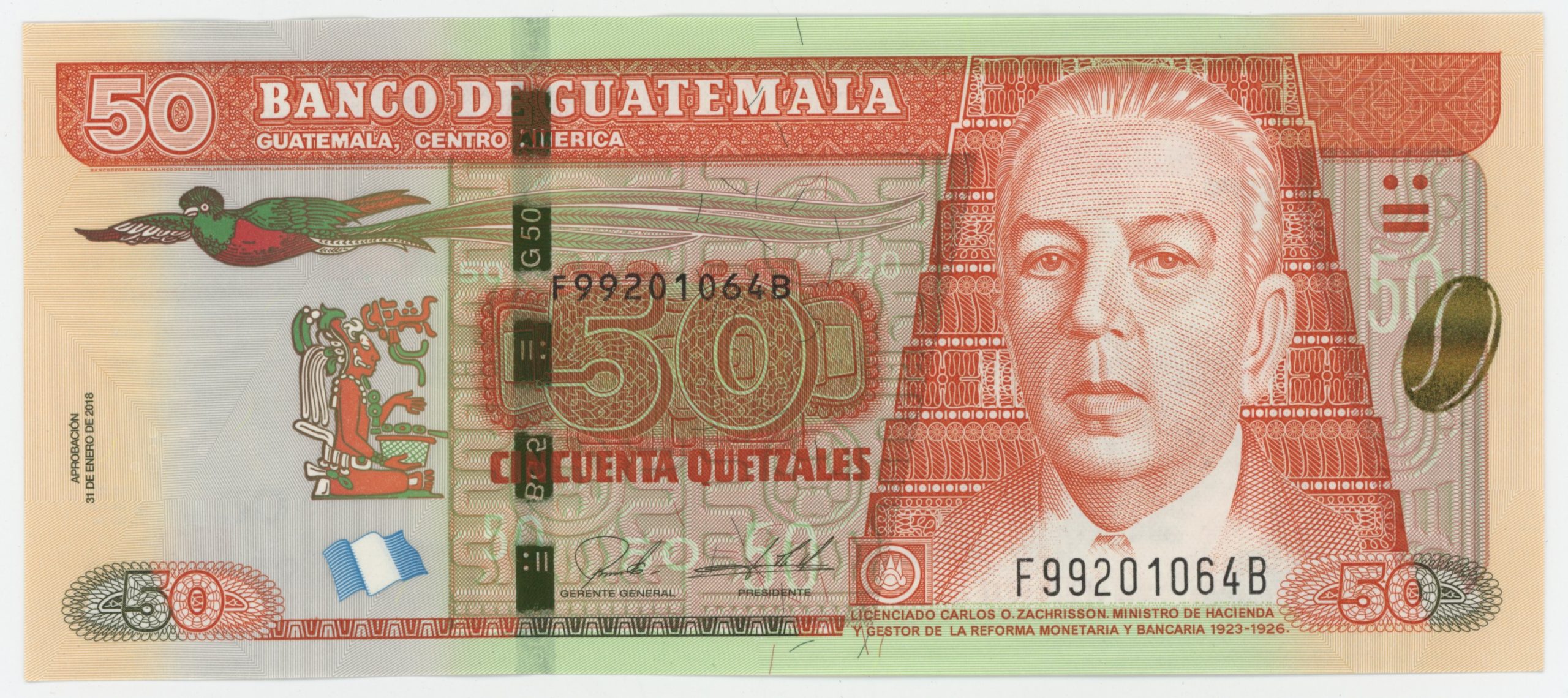 Guatemala 50 Quetzales 31-1-2018 Pick 125 UNC Guatemala 50 Quetzales 31-1-2018 Pick 125 UNC