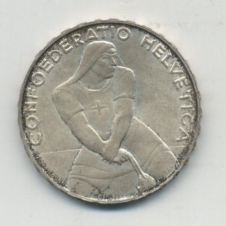 Switzerland Helvetia 1939 B 5 Francs Laupen Silver KM 42 aUNC