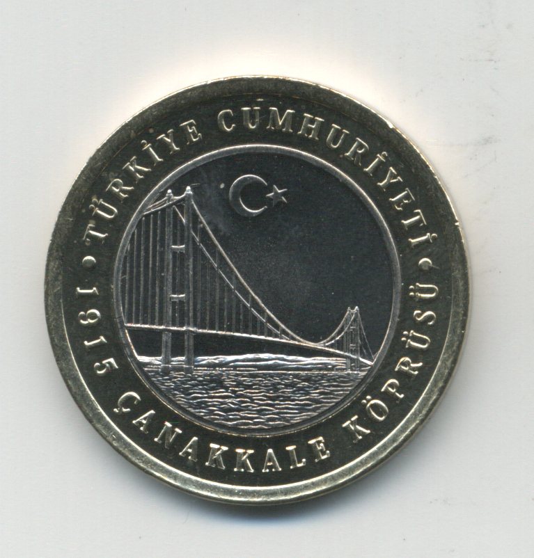 Turkey 1 lira 2022 Bridge BiMetallic KM New UNC Numismática en