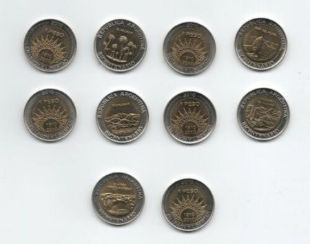 Argentina set 5 coins 200th Anniversary of Argentina BiMetallic KM 156-160 UNC