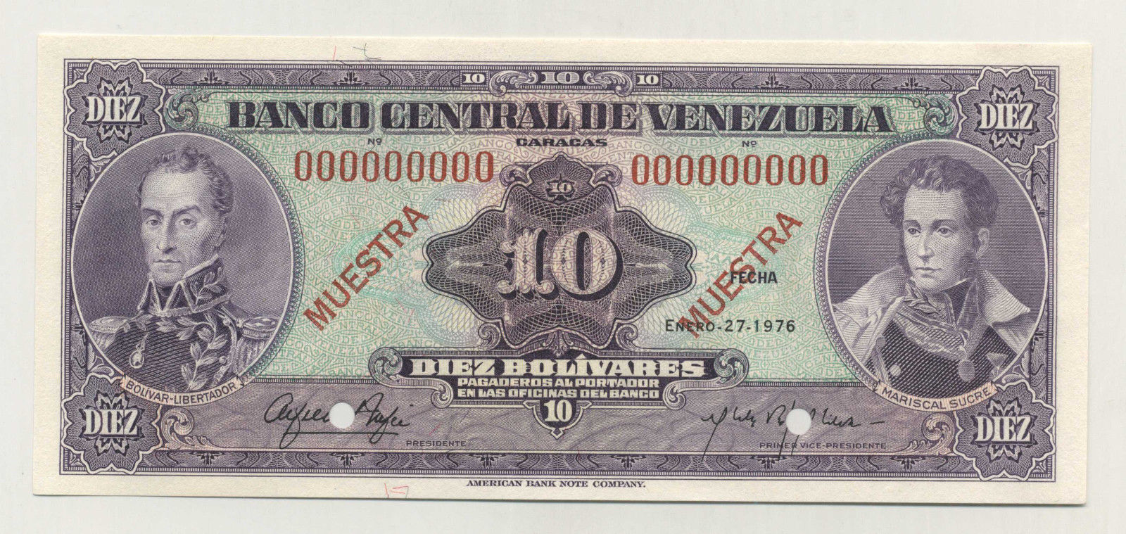 Venezuela 10 Bolivares 27-1-1976 Pick 51s2 UNC Venezuela 10 Bolivares 27-1-1976 Pick 51s2 UNC