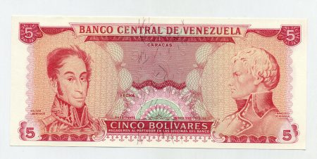 Venezuela 5 Bolivares No Date Pick 50.s UNC