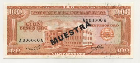 Dominican Republic 100 Pesos ND 1964-74 Pick 104s UNC