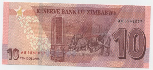 Zimbabwe 10 Dollars 2020 Pick New UNC
