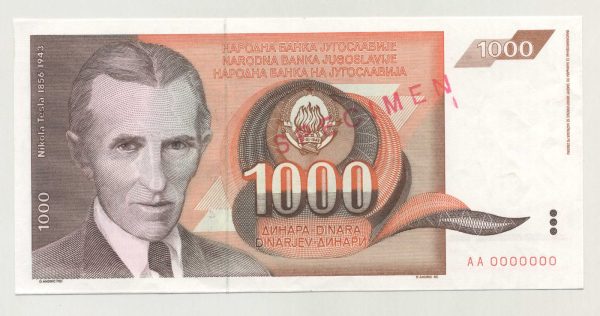 Yugoslavia 1000 Dinara 1990 Pick 107.s UNC