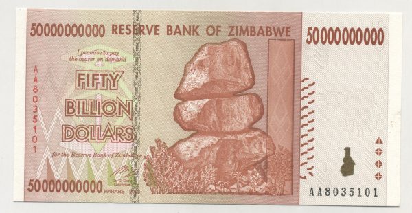 Zimbabwe 50 Billion Dollars 2008 Pick 87 UNC