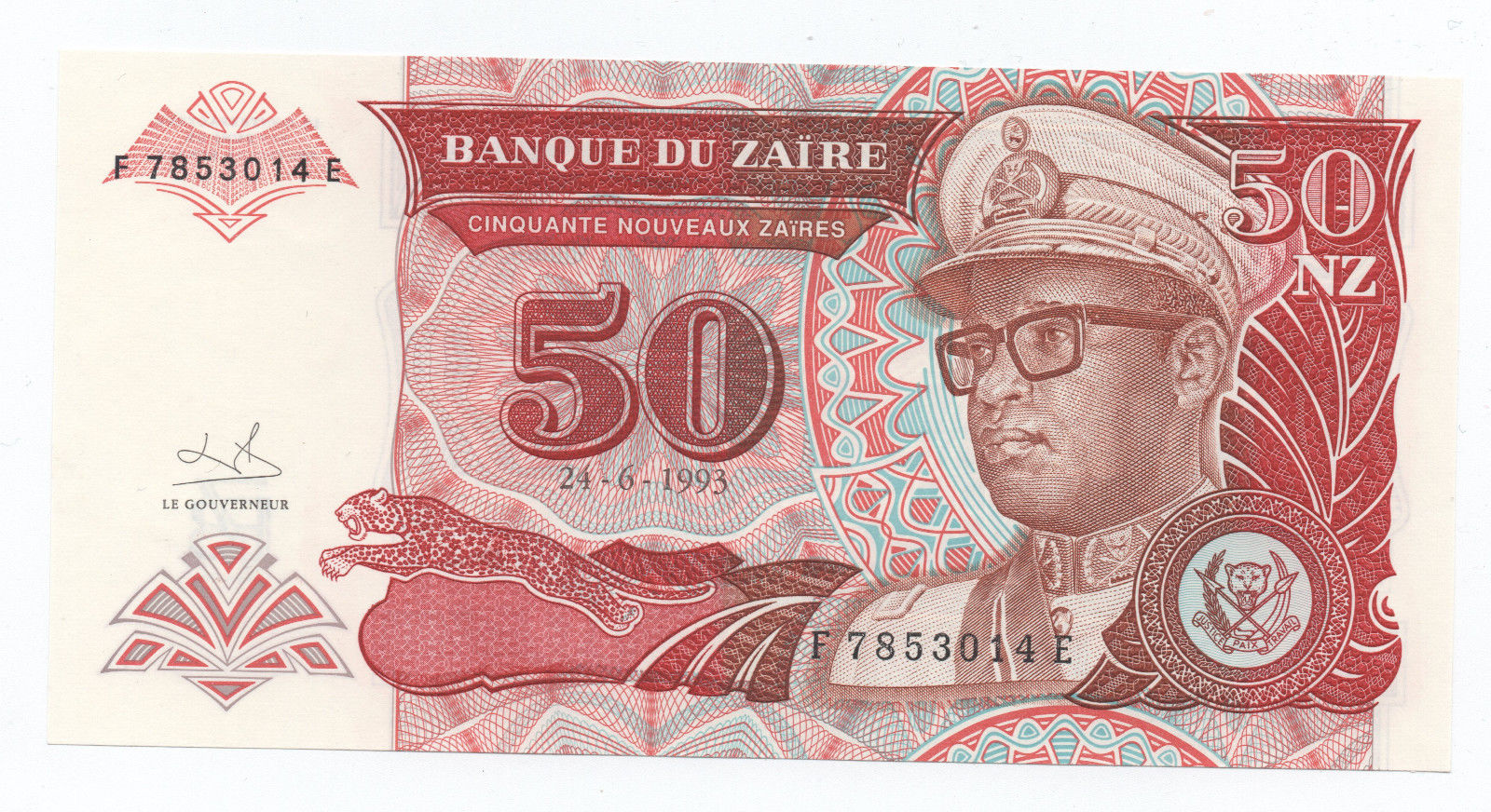 Zaire 50 Nouveaux Zaire 24-6-1993 Pick 57 UNC Zaire 50 Nouveaux Zaire 24-6-1993 Pick 57 UNC