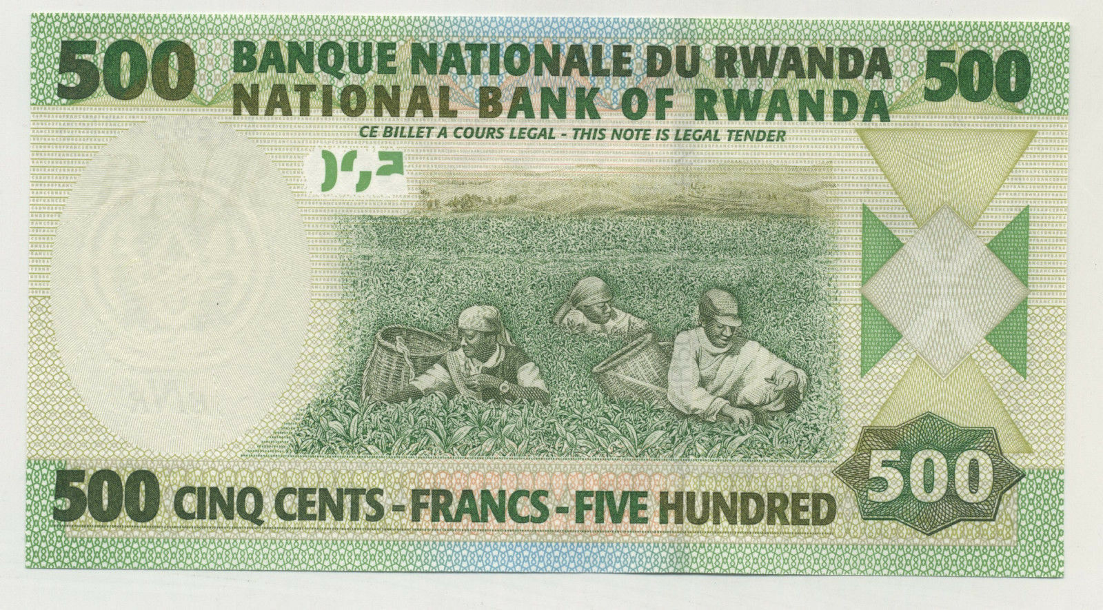 Rwanda 500 Francs 1-7-2004 Pick 30 UNC Rwanda 500 Francs 1-7-2004 Pick 30 UNC