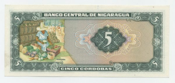 Nicaragua 5 Cordobas D1972 Pick 122 UNC