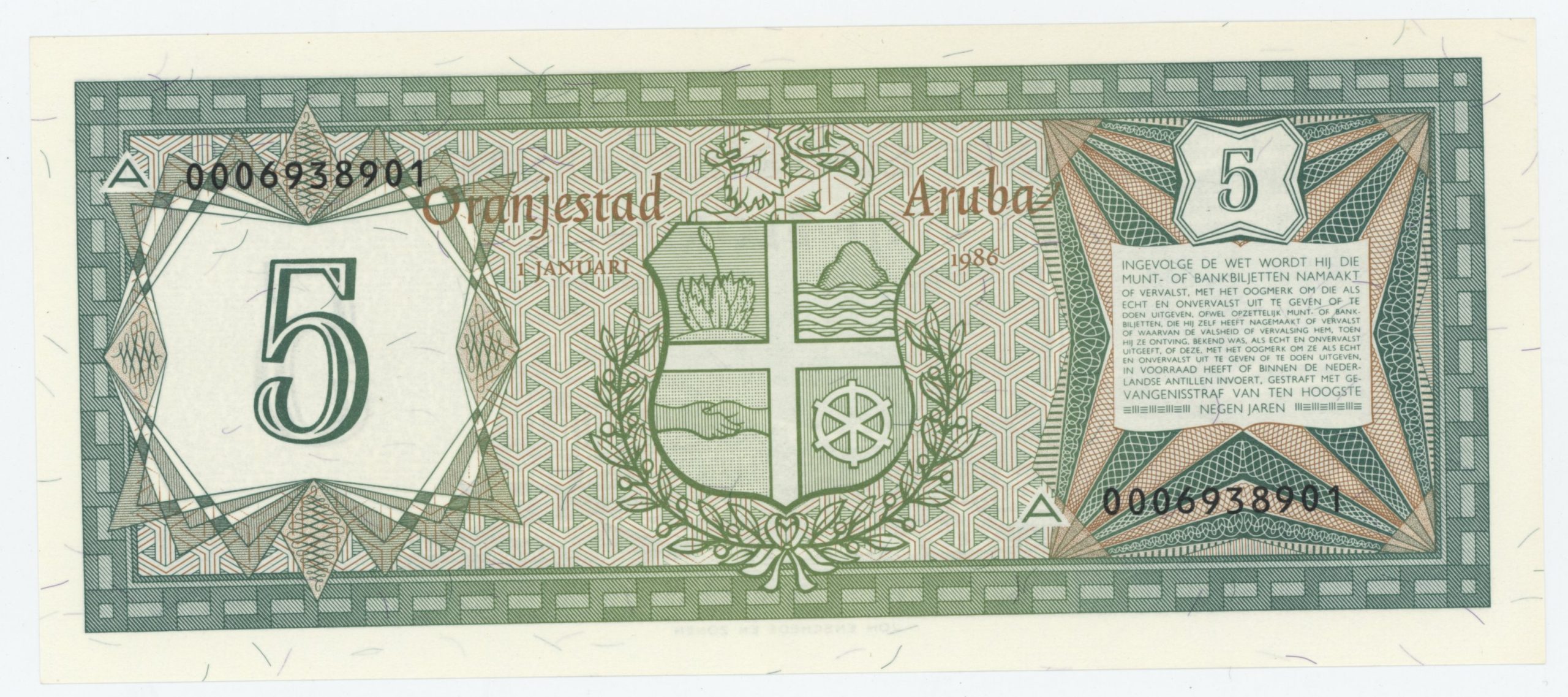 Aruba 5 Florin 1-1-1986 Pick 1 UNC Aruba 5 Florin 1-1-1986 Pick 1 UNC