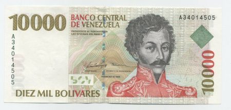 Venezuela 10000 Bolivares 10-2-1998 Pick 81 UNC Serial A