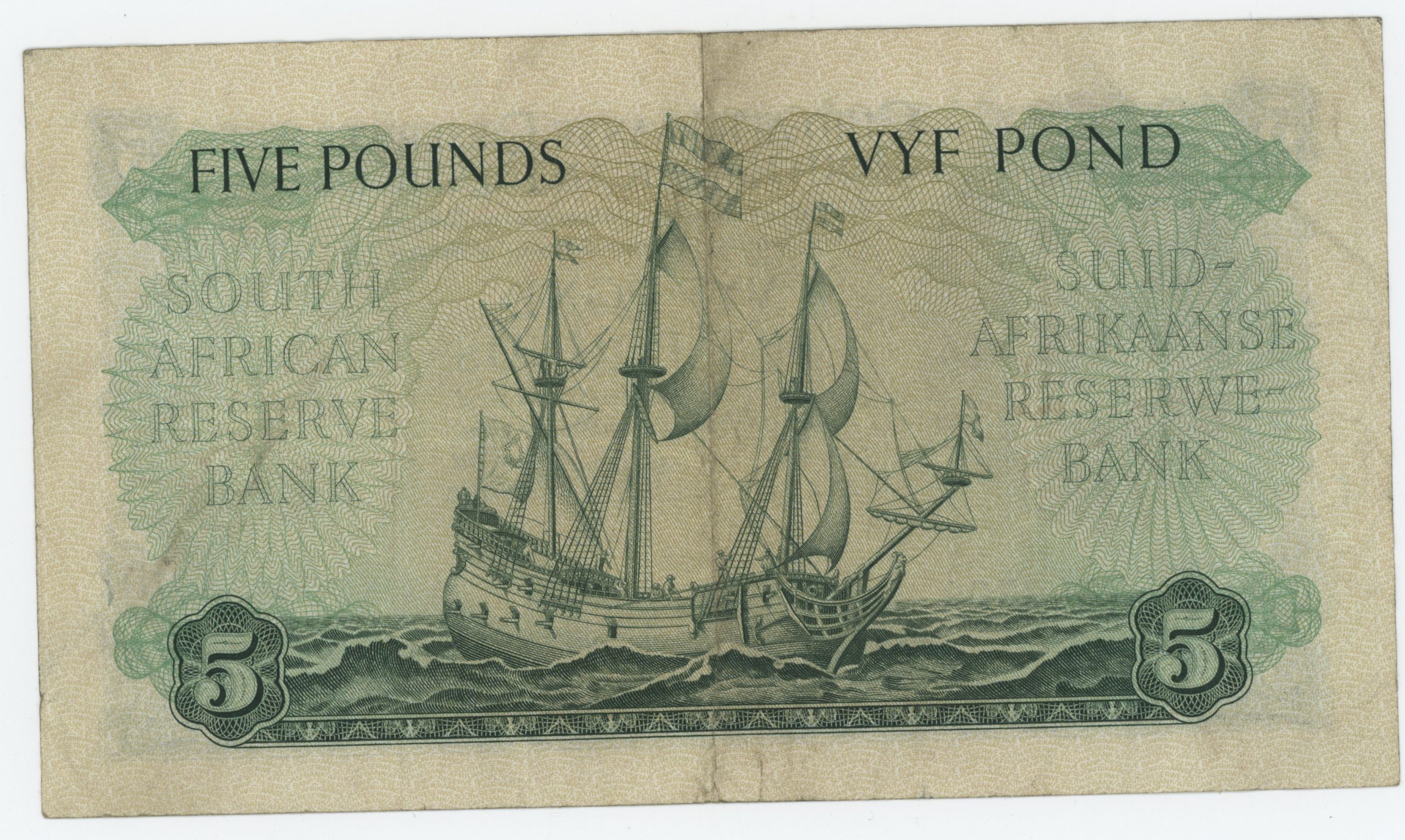 South Africa 5 Pounds 27-1-1953 Pick 97 VF South Africa 5 Pounds 27-1-1953 Pick 97 VF