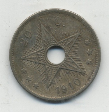 Congo Belge Belgisch Congo Belgian Congo 20 Cents 1910 Albert I KM 19 VF