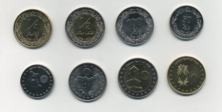 Libya 2014 coin set 50, 100, 1/4 and 1/2 Dinar KM 32 to 35