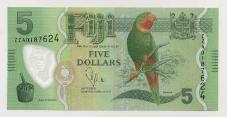 Fiji 5 Dollars ND 2012 Pick 115r UNC