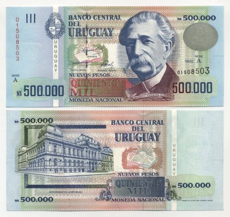 Uruguay 500000 Nuevos Pesos 1992 Pick 73 UNC