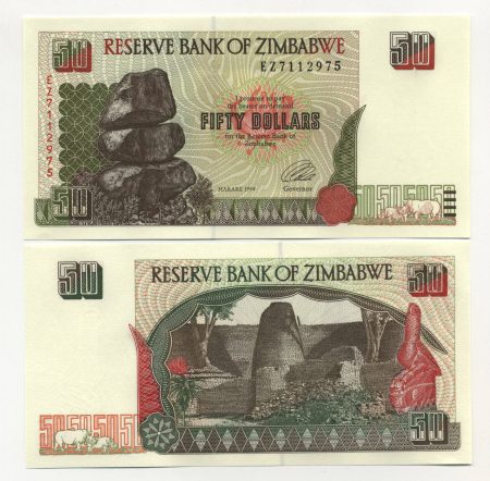 Zimbabwe 50 Dollars 1994 Pick 8 UNC