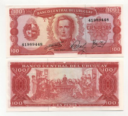 Uruguay 100 Pesos ND 1967 Pick 47 UNC