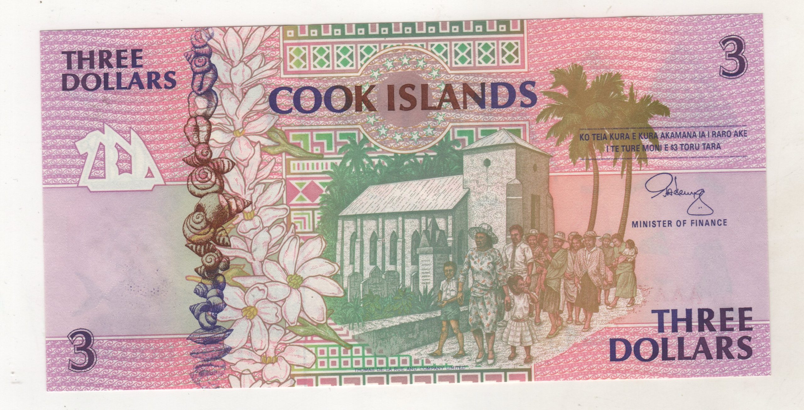 Cook Islands 3 Dollars ND 1992 Pick 7 UNC Cook Islands 3 Dollars ND 1992 Pick 7 UNC