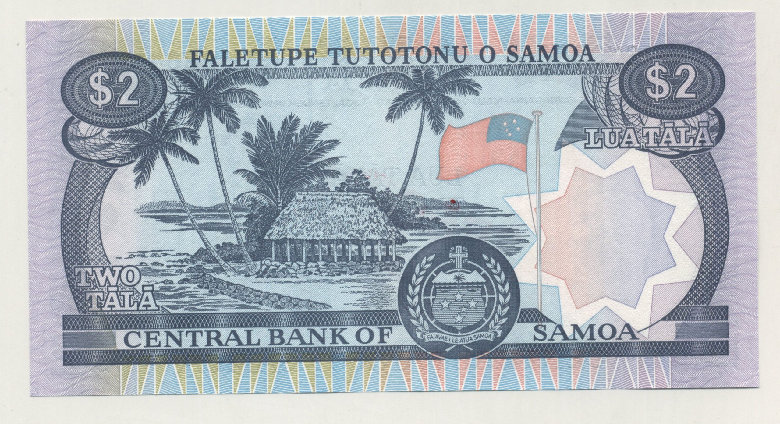 Samoa 2 Tala ND 1985 Pick 25.s UNC Specimen Samoa 2 Tala ND 1985 Pick 25.s UNC Specimen