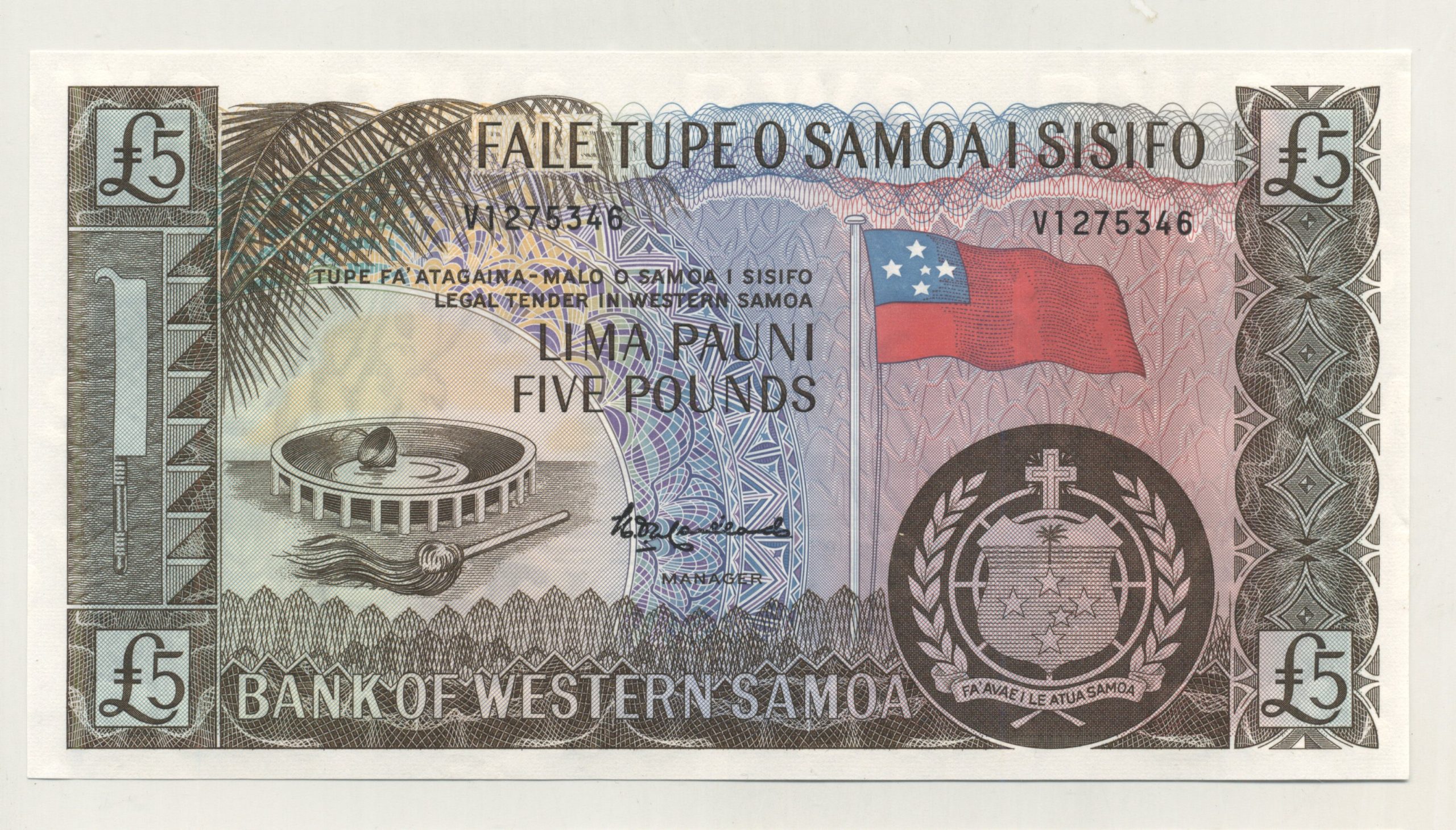Samoa 5 Pounds ND 1963 2020 Pick 15CS UNC Samoa 5 Pounds ND 1963 2020 Pick 15CS UNC