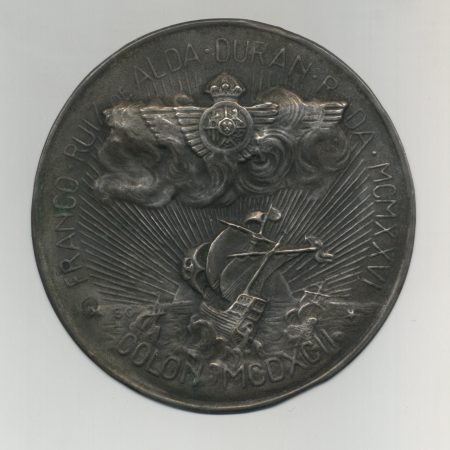 Spain España Plus Ultra flight medal Franco 1926 reverse test