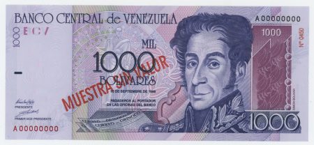 Venezuela 1000 Bolivares 10-9-1998 Pick 79s UNC