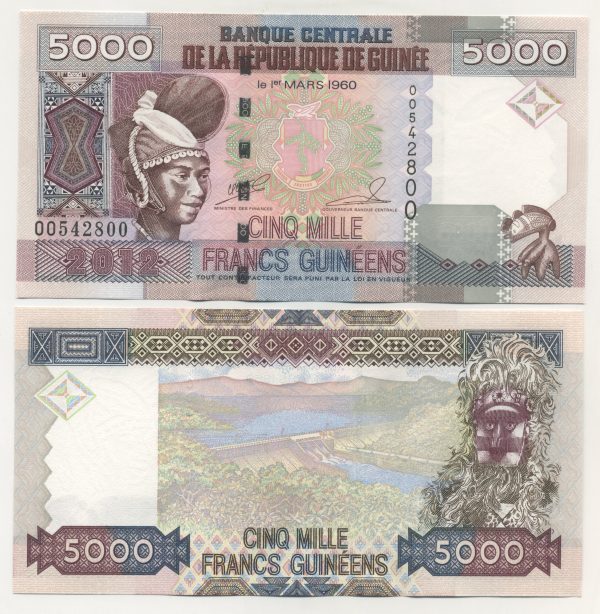 Guinea 5000 Francs 2012 Pick 41b UNC