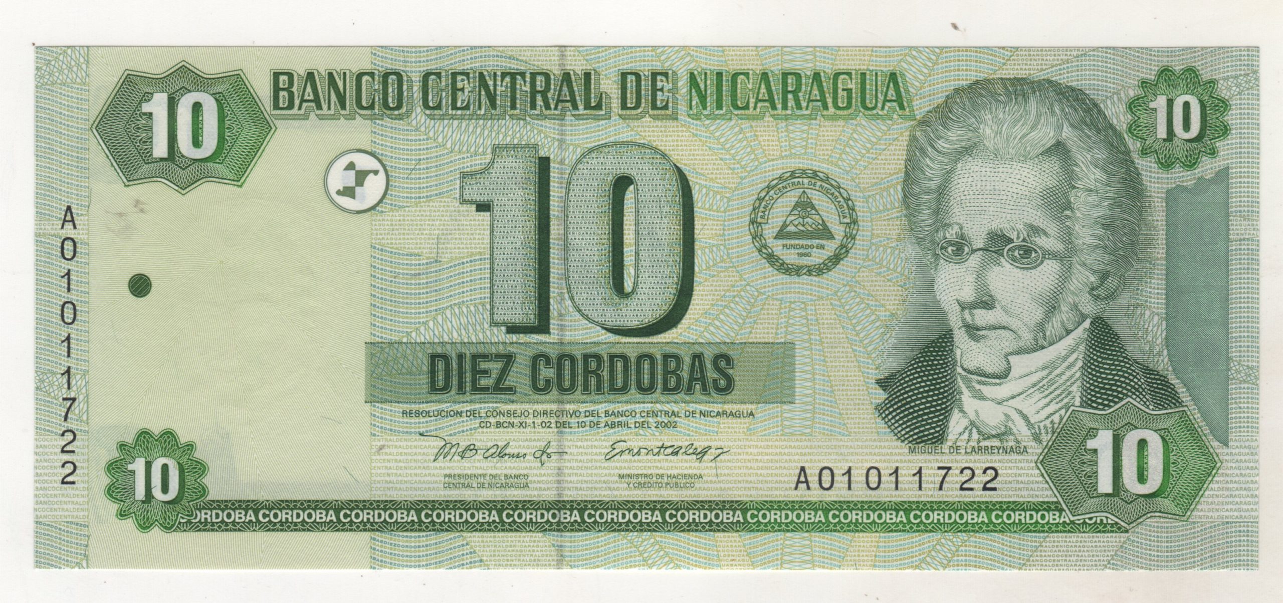 Nicaragua 10 Cordobas 2002 Pick 191 UNC Nicaragua 10 Cordobas 2002 Pick 191 UNC