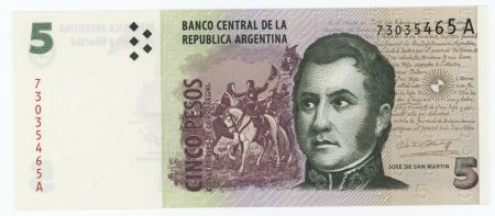 Argentina 5 Pesos ND 1998-2003 Pick 347 UNC