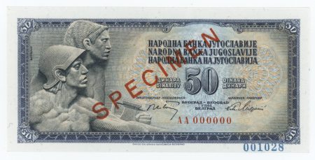 Yugoslavia 50 Dinara 1-5-1968 Pick 83s UNC Specimen