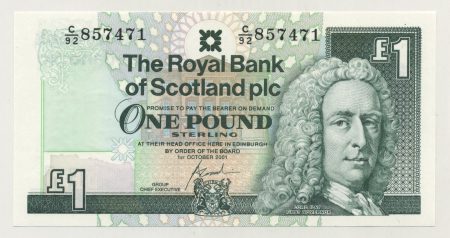 Scotland 1 Pound 1-10-2001 Pick 351e UNC