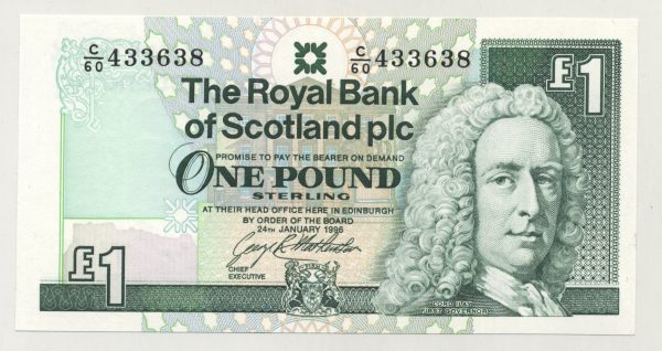 Scotland 1 Pound 24-1-1996 Pick 351c UNC