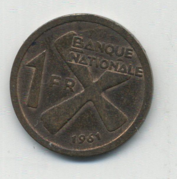 Katanga 1 Franc 1961 KM 1 XF- Copper
