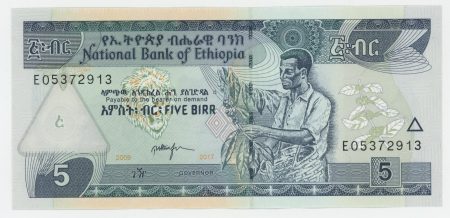 Ethiopia 5 Birr 2017 Pick 47h UNC