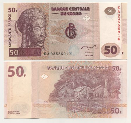 Congo Dem. Rep. 50 Francs 4-1-2000 Pick 91A UNC HdM