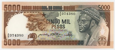 Guinea Bissau 5000 Pesos 12-9-1984 Pick 9 UNC