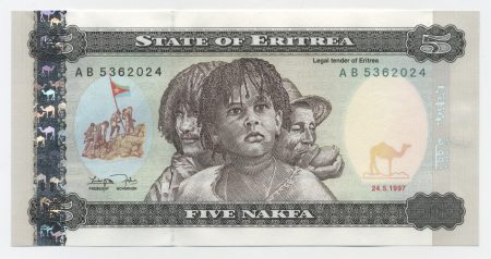 Eritrea 5 Nakfa 24-5-1997 Pick 2 UNC