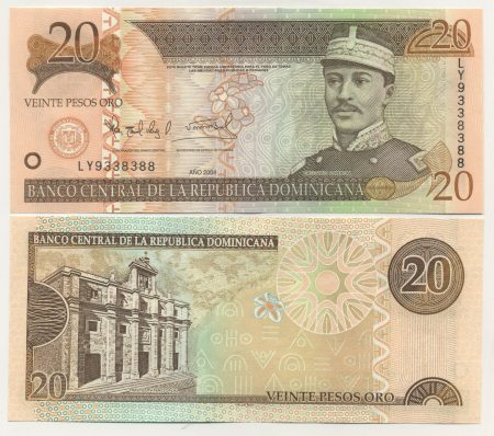 Dominican Republic 20 Pesos 2004 Pick 169d UNC