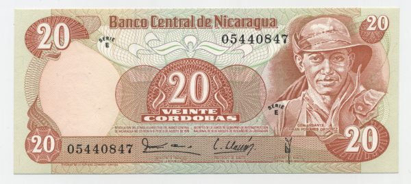 Nicaragua 20 Cordobas D 1979 Pick 135 UNC