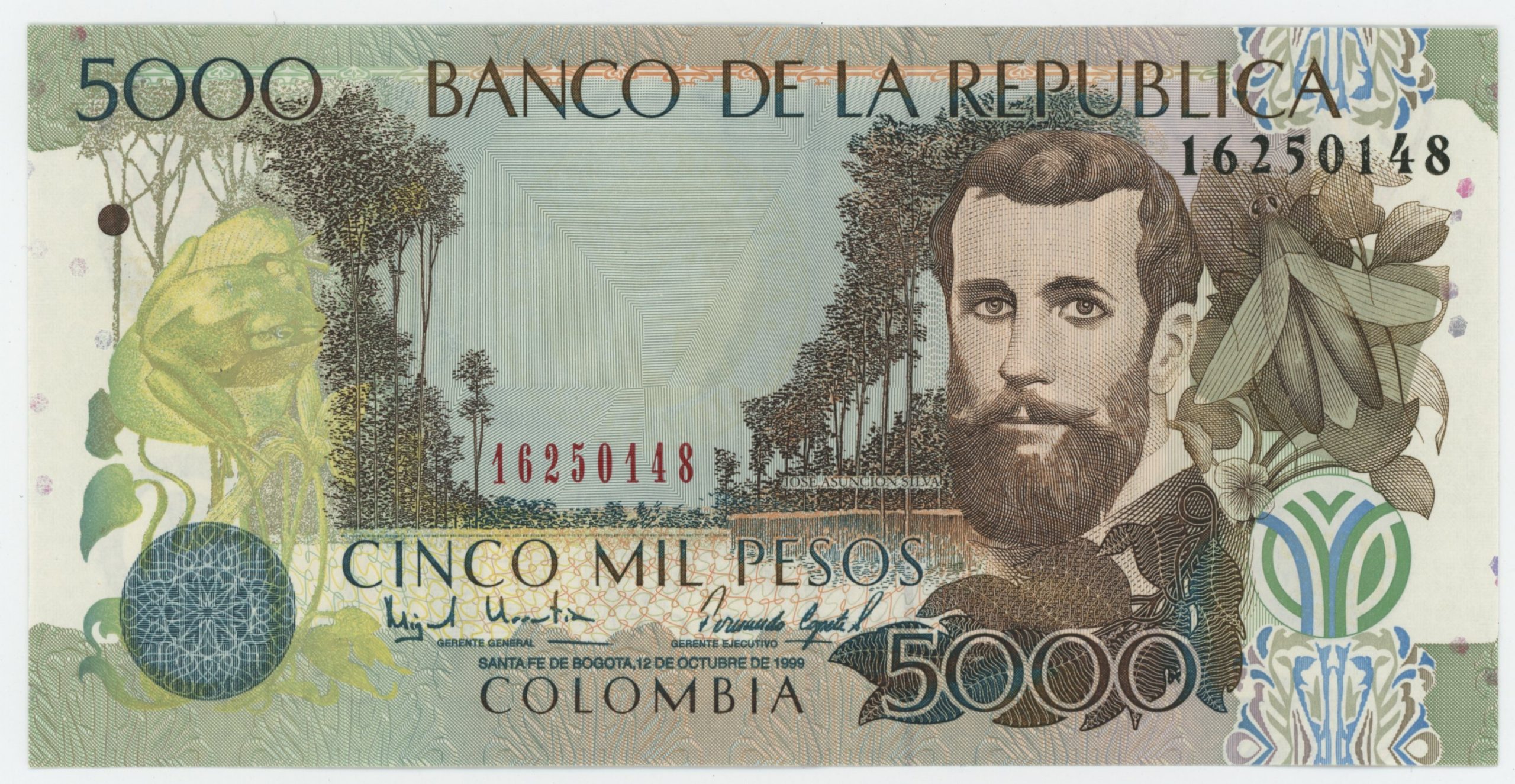 Colombia 5000 Pesos 12-10-1999 Pick 447d UNC Colombia 5000 Pesos 12-10-1999 Pick 447d UNC