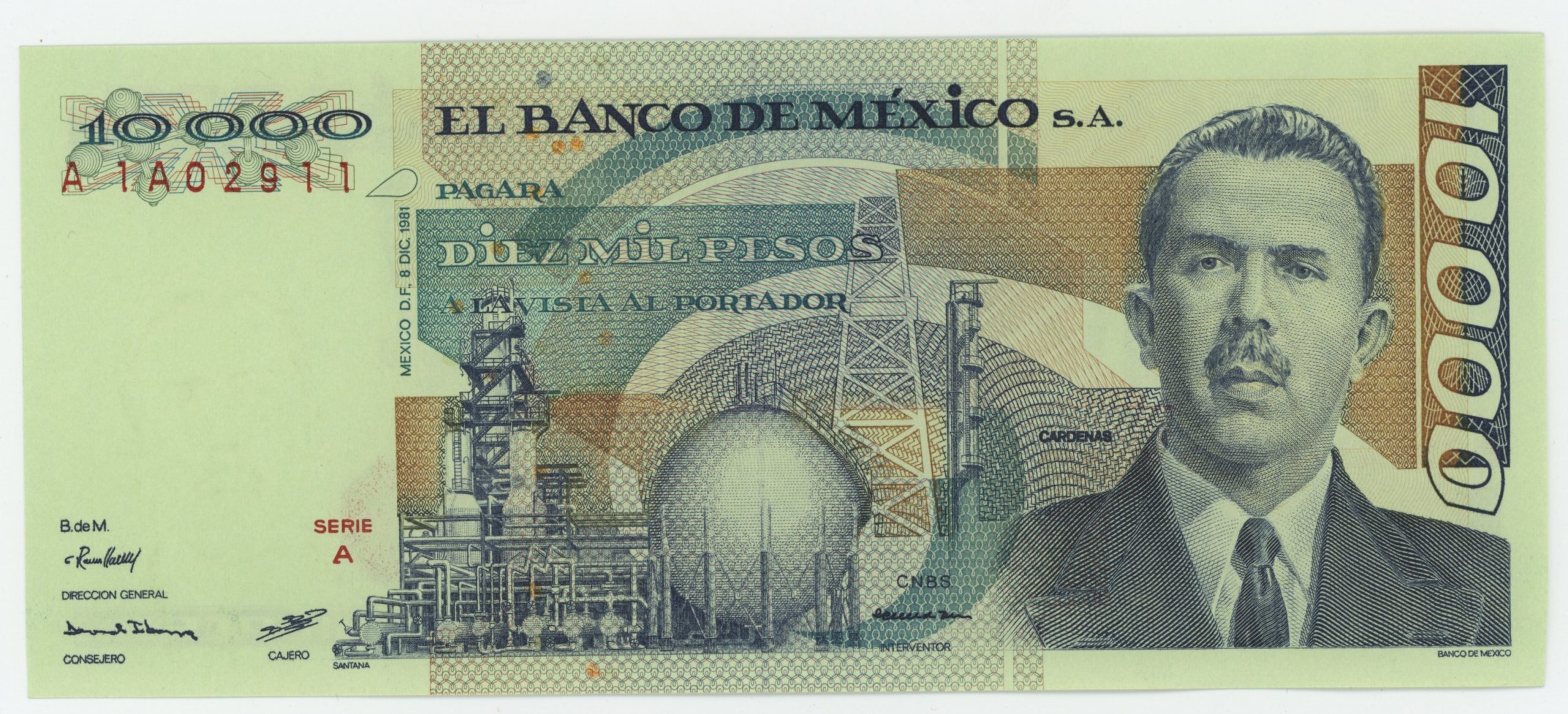 Mexico 10000 Pesos 8-12-1981 Pick 78a UNC Mexico 10000 Pesos 8-12-1981 Pick 78a UNC