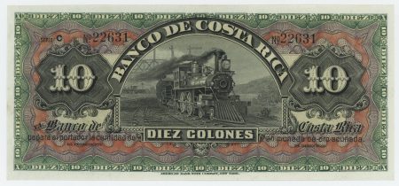 Costa Rica 10 Colones 1901 1905 Pick S174R UNC