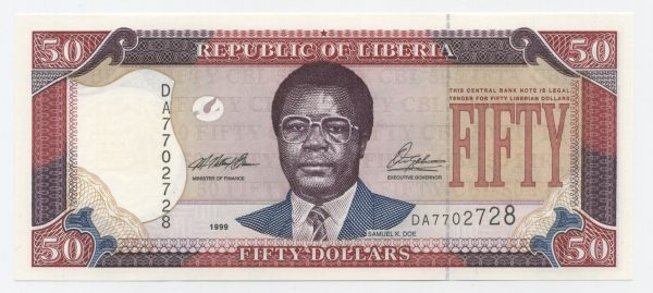Liberia 50 Dollars 1999 Pick 24 UNC